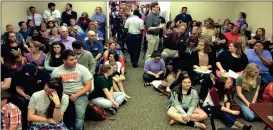  ??  ?? An overflow crowd of students and parents attended school board meeting to show support for Mike Culberson. (Messenger photo/Josh O’Bryant)