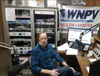  ?? DAN SOKIL - MEDIANEWS GROUP ?? WNPV announcer Chuck Irwin sits in the control room of the radio station where he has worked since 1988, on Thursday.