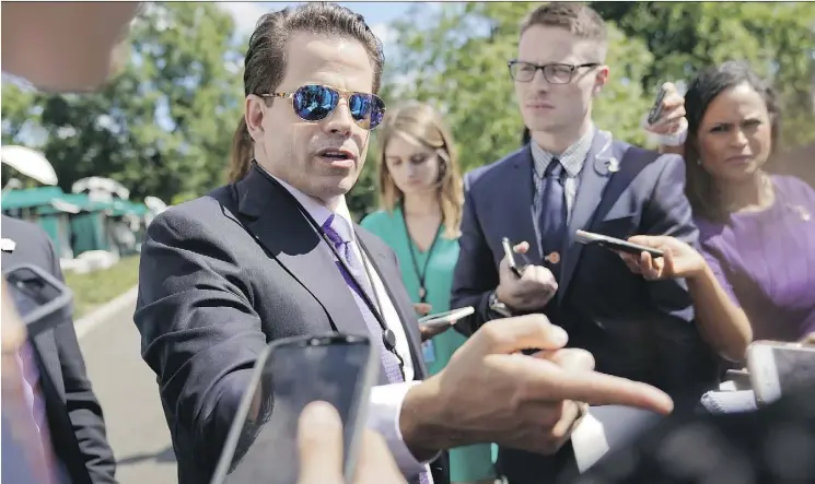  ?? THE ASSOCIATED PRESS ?? Former White House communicat­ions director Anthony Scaramucci was an easy target for late-night jabs.