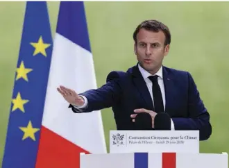  ??  ?? Le 29 juin dernier, Emmanuel Macron répond aux propositio­ns formulées par les 150 membres de la Convention citoyenne pour le Climat.