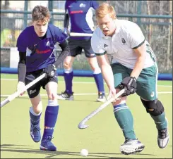  ?? Picture: Randolph File ?? Match action as Canterbury Pilgrims, right, take on Folkestone Optimist men’s 1sts