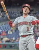  ?? JOHN GELIEBTER/USA TODAY ?? Scooter Gennett is hitting below his career average for the Reds, who are struggling.