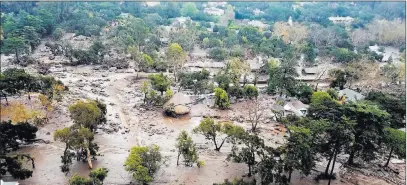  ?? Matt Udkow ?? Santa Barbara County Fire Department California’s insurance commission­er says more than $421 million in insurance claims have been filed since deadly mudslides blasted Montecito in January.