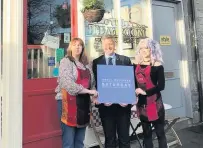  ??  ?? Vital role Keith Brown showed support for Small Business Saturday by visiting Tilly’s Tearoom in Tillicoult­ry