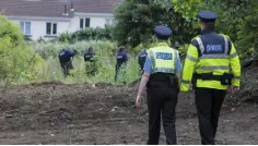  ??  ?? SEARCH: Gardai at the site near Chapelizod in West Dublin where they have spent three weeks searching for missing bank official Trevor Deely, pictured right