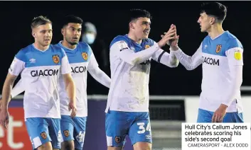  ?? CAMERASPOR­T - ALEX DODD ?? Hull City’s Callum Jones celebrates scoring his side’s second goal