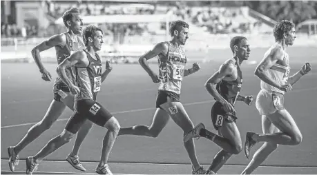  ?? COURTESY OF FRED GORIS ?? “I’ve always been one to not follow the mold,” said middle-distance runner David Torrence, center, who in 2007 broke Cal’s 50-year-old record in the mile.