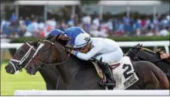  ?? NYRA PHOTO BY CHELSEA DURAND ?? Yoshida (2), with Manny Franco aboard, won the Grade 3 Hill Prince Stakes Oct. 7 at Belmont Park. The Japanese-bred is a descendant of Sunday Silence.