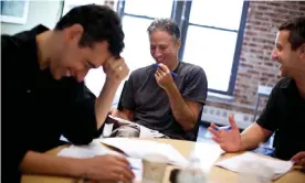  ?? Photograph: Benjamin Lowy/Getty Images ?? The comedian Jon Stewart, host of Comedy Central’s The Daily Show, working with others in the show’s writers’ room.