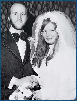  ??  ?? The happy couple on their wedding day in February 1974