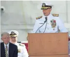  ??  ?? Adm. Bill Moran, right, who was to take on the job of chief of naval operations, has resigned.