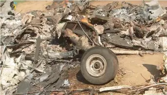  ?? AFP ?? This still image taken from a video released by the National Transporta­tion Safety Board shows the remains of Kobe Bryant’s helicopter which crashed near Calabasa, California, killing the NBA star. —