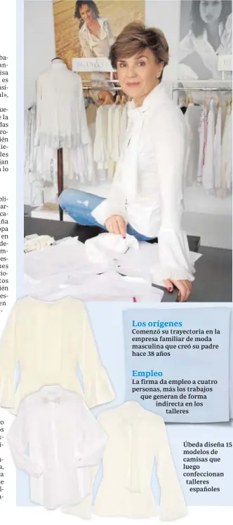  ??  ?? Úbeda diseña 15 modelos de camisas que luego confeccion­an tallereses­pañoles