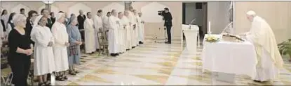  ?? CNS ?? El Papa durante la Misa en la Casa Santa Marta, en la mañana del 3 de septiembre