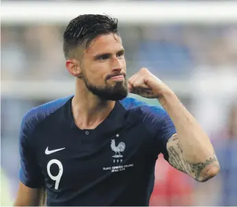  ??  ?? Many fans in France believe Olivier Giroud is not the most spectacula­r player in his style of play compared to others in manager Didier Deschamps’ squad for the World Cup in Russia