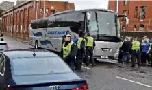  ?? ?? The fans’ coach at Hutcheon Street, Aberdeen.