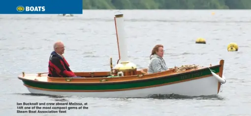  ??  ?? Ian Bucknall and crew aboard Melissa, at 14ft one of the most compact gems of the Steam Boat Associatio­n fleet