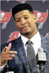  ?? AP ?? Tampa Bay Buccaneers quarterbac­k Jameis Winston will miss the first thee games of the upcoming season.