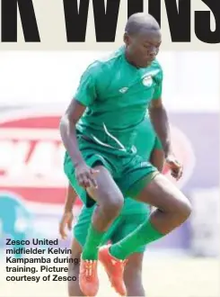  ?? ?? Zesco United midfielder Kelvin Kampamba during training. Picture courtesy of Zesco