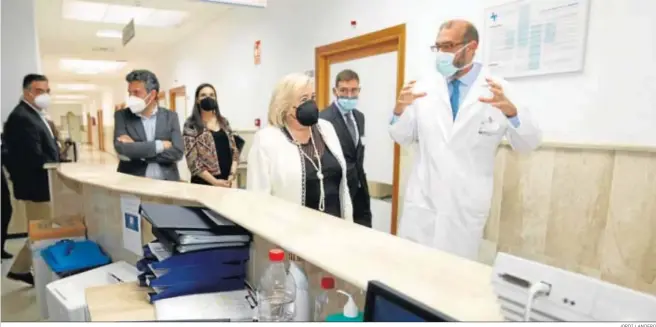  ?? JORDI LANDERO ?? Manuela Caro durante un acto, ayer, en el Hospital Virgen de la Bella de Lepe.