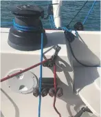  ??  ?? From the top: Hallucine’s anti-capsize system, with the kill cord in the saloon; the ACR unit senses pitch and heel angle; and the two cam cleats which flip up to release genoa and spinnaker sheets if settings are exceeded