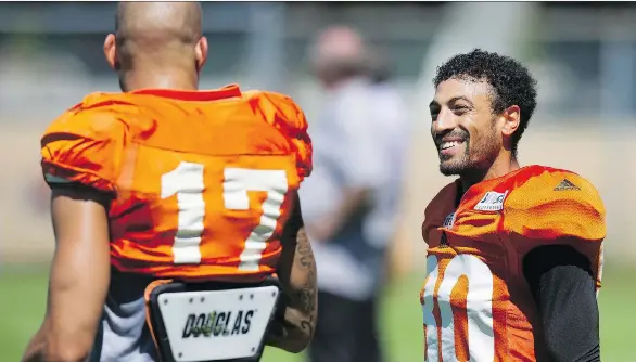  ?? JASON PAYNE/FILES ?? Lions wide receiver Chris Williams, right, opened last season with a CFL record of 176-, 187- and 130-yard games in his first three outings for the Ottawa Redblacks.