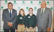  ?? Photo by Tricia Pemberton ?? Last Tuesday was 4-H Day at the State Capitol. Taking timeout to celebrate it were, from left, Rep. Rick West from Heavener, Wister’s Zoey Chaplin, Poteau’s Hannah Reed and Sen. Mark Allen from Spiro.