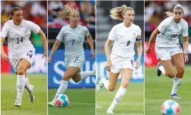  ?? ?? From left: England’s Fran Kirby, Beth Mead, Leah Williamson and Alessia Russo. Composite: Getty