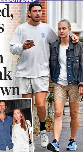  ?? ?? Love match: Cameron Norrie and Louise Jacobi. Left: Novak and Jelena Djokovic