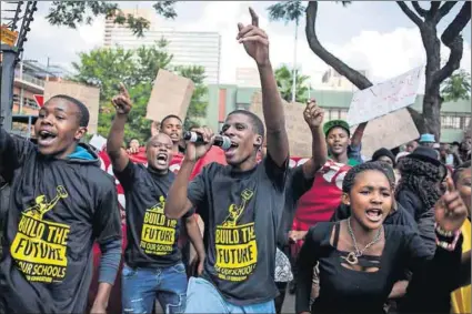  ?? Photo: Oupa Nkosi ?? Agitating for change: Members of Equal Education protest outside the basic education department’s offices in Pretoria. The NGO has been fiercely opposed to the exclusion of poor pupils from well-resourced schools as a result of geographic­al location.