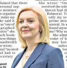  ?? ?? Liz Truss said she spent weeks ‘itching’ in No 10