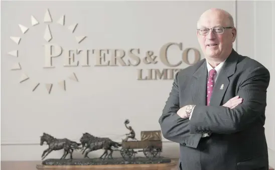  ?? KEITH MORISON FOR FINANCIAL POST ?? Peters & Co. chairman Mike Tims, 59, will retire at the end of December after a 35-year career in the energy financing sector.