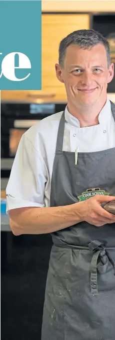  ?? ?? Stuart Leslie, head chef at The Cook School, where he passes on his knowledge of cookery, including breadmakin­g