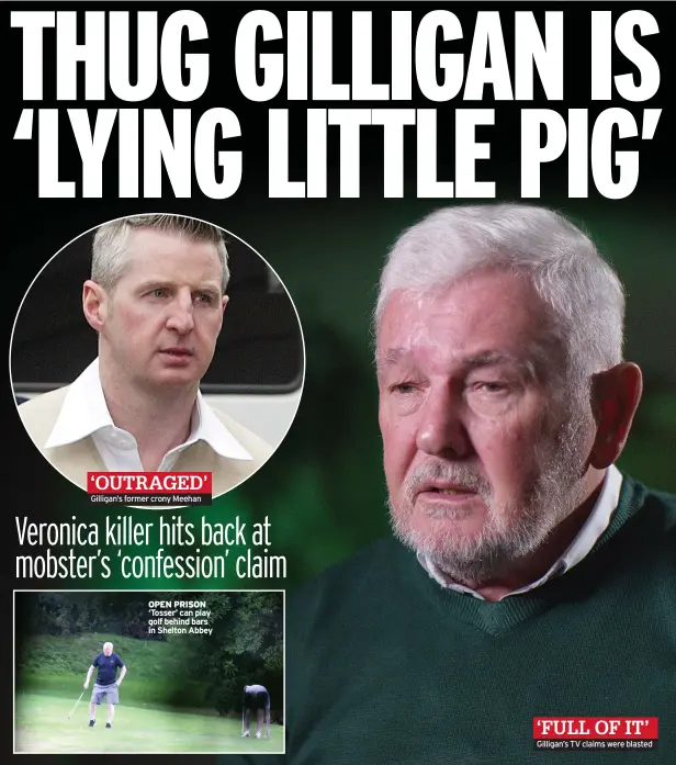  ?? ?? ‘OUTRAGED’ Gilligan’s former crony Meehan
‘FULL OF IT’
Gilligan’s TV claims were blasted