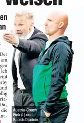  ??  ?? Austria-Coach Fink (l.) und Rapids Djuricin