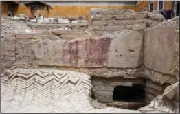  ?? ?? A fresco is seen on a wall at the excavation site of the ancient Roman emperor Nero’s theater in Rome.