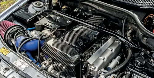  ??  ?? Carbon fibre theme continues into the engine bay too