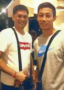  ??  ?? Ex-PBA players Zaldy Realubit (left) and Danny Ildefonso at the MGM Grand Garden Arena for the fight