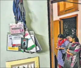  ?? PTI ?? ▪ Doordarsha­n cameraman Achyutanan­d Sahu's passes for various events that he had covered, hang at his residence in New Delhi on Tuesday.