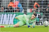  ?? Picture:GETTY IMAGES ?? OUT: Kepa Arrizabala­ga fails to stop a penalty from City’s Sergio Aguero. Poor conduct may find the keeper sidelined.