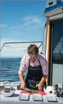  ??  ?? If you go out with the London Chef cooking school and catering company, you can help catch crabs. The husband and wife team behind The London Chef cooking school and catering company are Micayla and Dan Hayes. On the boat catching crabs, filleting fish...