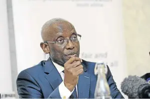 ?? / RUSSELL ROBERTS ?? Health Market Inquiry chairman Justice Sandile Ngcobo presenting a preliminar­y report on private healthcare in SA.