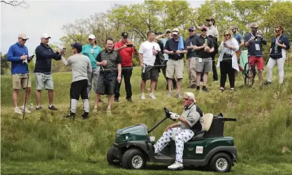  ??  ?? John Daly used a cart at the PGA Championsh­ip at Bethpage this year. Photograph: Andrés Kudacki/AP