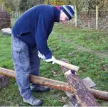  ??  ?? Right: Using bone tools to drill a hole for an oak peg