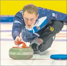 ??  ?? ICELY DONE: Kyle Smith, who steered his team to a share of top spot at the halfway stage of the round-robin matches with a wonderful victory against Team Hardie in the Perth-based championsh­ip