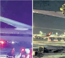  ?? /TWITTER ?? El ala derecha de un avión de China Southern impactó la cola de uno de la aerolínea Kuwait.