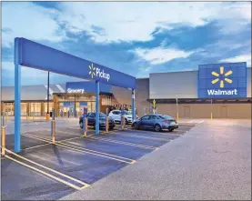  ?? Mark Steele + FITCH/Courtesy of Walmart via AP ?? This July 2020 photo provided by Walmart shows the bright signage and Walmart logos from the parking lot outside the Walmart Supercente­r in Springdale, Ark.