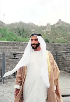  ??  ?? Retracing Zayed’s footsteps Mohammad Bin Zayed at the same spot on the Great Wall of China at Badaling that was visited by his father the late Shaikh Zayed Bin Sultan Al Nahyan on May 10, 1990. The pictures were tweeted by Lieutenant General Shaikh...