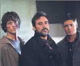  ?? Sergei Bachlakov ?? Jeffrey Dean Morgan, center, as John Winchester, father to Jared Padalecki, left, as Sam and Jensen Ackles as Dean on the long-running series “Supernatur­al,” airing on The CW.