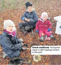  ??  ?? Great outdoors Youngsters enjoy a Little Saplings session in the park